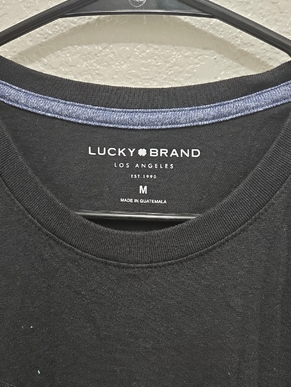 Sam's Club-Lucky Brand Black Short Sleeve Crew Neck Tee with Heather Trim